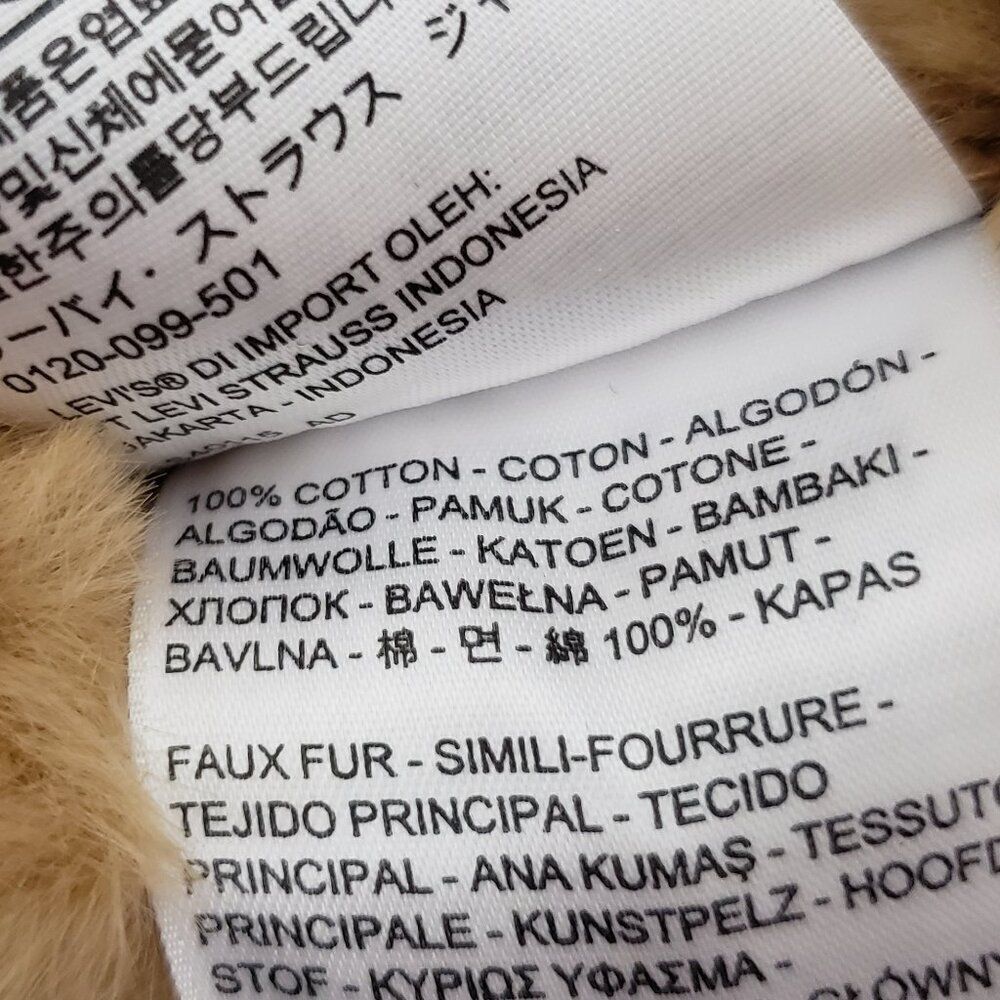 Levis Faux Fur Lined Denim Trucker Jean Jacket Size XS Oversized Anthro Blue - Picture 11 of 13